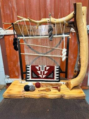 Handmade Southwestern Loom Wall Hanging in Red, Black, White